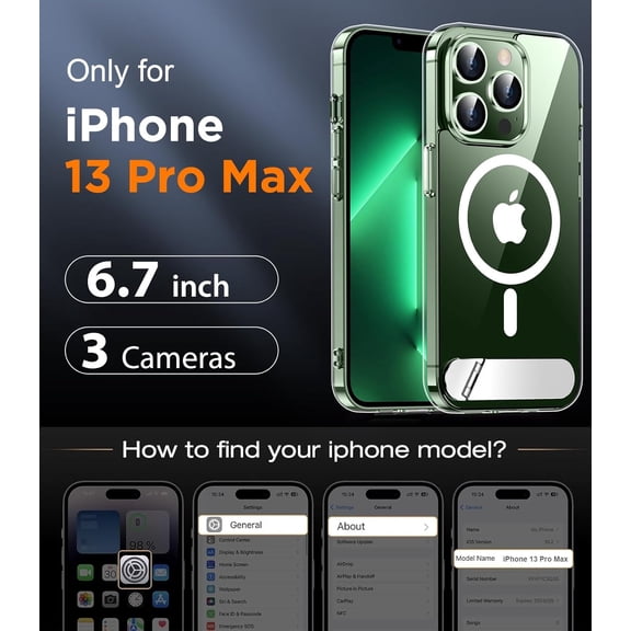 LYUSCI-Magnetic Compatible with iPhone 13 Pro Max Case, [Built-in Invisible Kickstand][Compatible with MagSafe] [Military Grade Shockproof] Slim Thin Phone Case for iPhone 13 Pro Max 6.7"