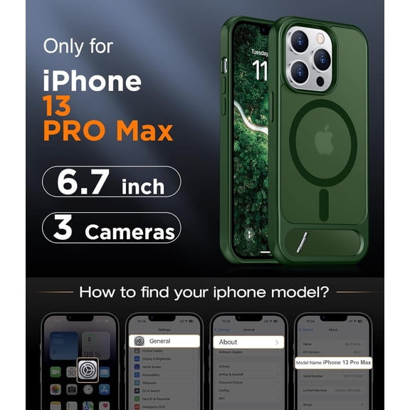 LYUSCI-Magnetic Compatible with iPhone 13 Pro Max Case, [Built-in Invisible Kickstand][Compatible with MagSafe] [Military Grade Shockproof] Slim Translucent Matte Phone Case for iPhone 13 Pro Max 6.7