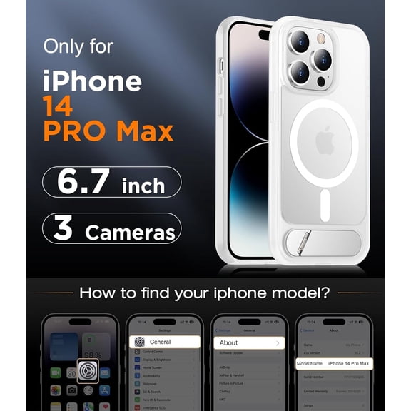 LYUSCI-Magnetic Compatible with iPhone 14 Pro Max Case, [Built-in Invisible Kickstand][Compatible with MagSafe] [Military Grade Shockproof] Slim Translucent Matte Phone Case for iPhone 14 Pro Max 6.7