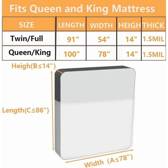 LYUSCI-Mattress Bags for Moving Storage,Mattress Protector Cover, Waterproof Mattress Protector Storage Bags (2-Pack, Queen/King)