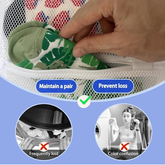 LYUSCI-Mesh laundry bags for washing machine, can wash 10 pairs of socks, maintain shape, keep one pair,Laundry room organization suitable for socks and small items, 2pcs (Small)
