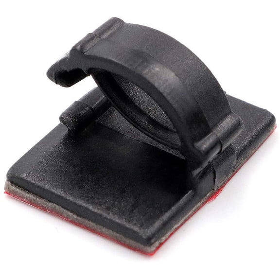 LYUSCI-Mini Cable Clips 3M Adhesive, Multipurpose Cord and Wire Organizer for Cable Management 3/4" x 1/2" - 100 Pack Bundled with 10 Bonus Reusable Cable Ties (Black)