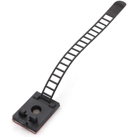 LYUSCI-Mini Cable Clips 3M Adhesive, Multipurpose Cord and Wire Organizer for Cable Management Adjustable Large - 60 Pack Bundled with 10 Bonus Reusable Cable Ties (Black)