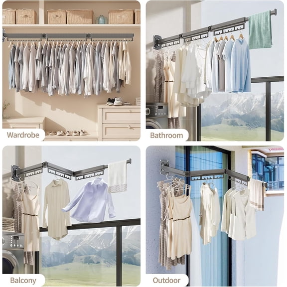 LYUSCI-No More Cluttered Home!Clothes Drying Racks for Small Spaces,Foldable,that Fits Suitable for Bathroom,Small Balcony,RV,Easy to Install and Disassemble Durable (White)