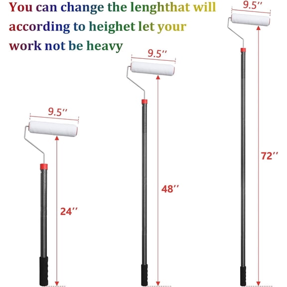 LYUSCI-Paint Roller Extension Poles 6 FT Paint Roller kit with Brush Stainless Steel Poles Splicing Rod House Mural Brush for Walls and Ceiling