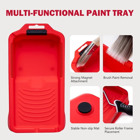 LYUSCI-Paint Tray 4 Inch, 11 Pack, Small Paint Roller Tray, Plastic Tray with 10 Liners, Textured Disposable Trays for Painting Walls