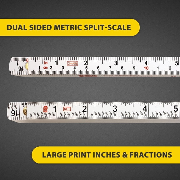 LYUSCI-Perfect Measuring Tape Co. FR-72 Carpenter's Folding Rule Lightweight Composite Construction Ruler (Folding Yard Stick) with Easy-Read Inch Fractions - 6.5ft / 2m