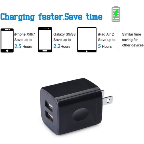 LYUSCI-Phone Charger Box, 5Pack 2.1A Dual Port USB Wall Charger Plug Cube Power Adapter for iPhone Air 17 16e 16 15 14 13 12 11 XS XR X,iPad,Samsung Galaxy A16 S25 S24 S23 S22 S21 S20 A15,Google Pixe