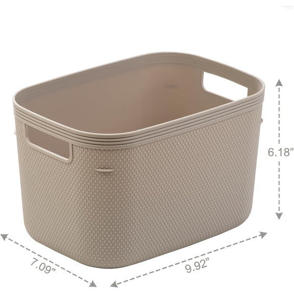 LYUSCI-| Plastic Storage Bins, 5.5 Liter - 3 Pack, Taupe | THE TWILL COLLECTION | Plastic Bins for Organization | Woven Storage Baskets for Organizing | Pantry Shelf Organizer Basket Container Bin