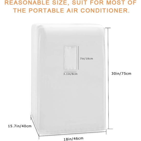 LYUSCI-Portable Air Conditioner Cover, Gray Portable AC Unit Cover 15 x 18 x 30" Anti-Dust Compact Air Conditioner Storage Bags Protection for Mobile AC (White)