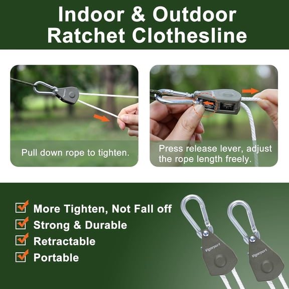 LYUSCI-Retractable Travel Clothesline, Portable Clothes Line Heavy Duty Rope Pully System with Carabiner for Outdoor Camping, Cruise Ships, Indoor Backyard, Balcony (White, 38Ft)