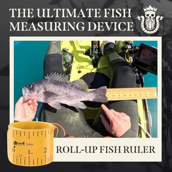 LYUSCI-Roll-up & Slap-on Premium Fishing Tape Measure - Easy-to-Read Catch and Release Fish Measuring Device for Boat & Kayak Accessories - Compact & Extendable Fish Ruler (Gold - 24" Inches)