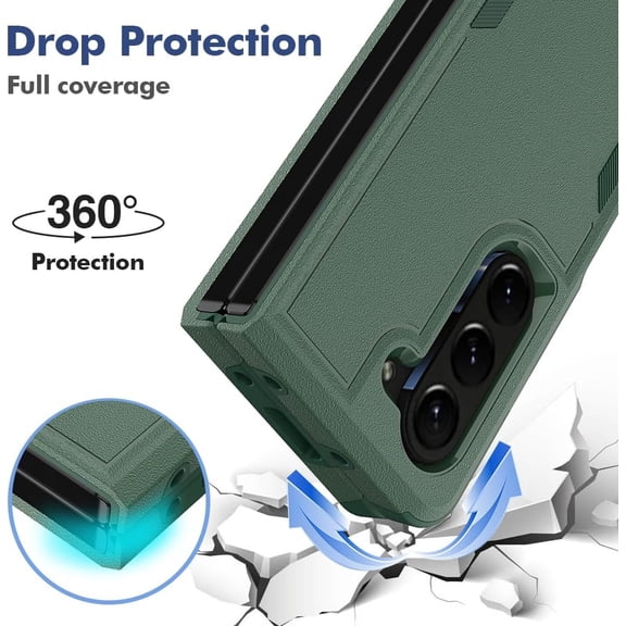 LYUSCI-Samsung Galaxy Z Fold 5 Case - Shockproof, Strong & Durable Phone Protective Case, Green