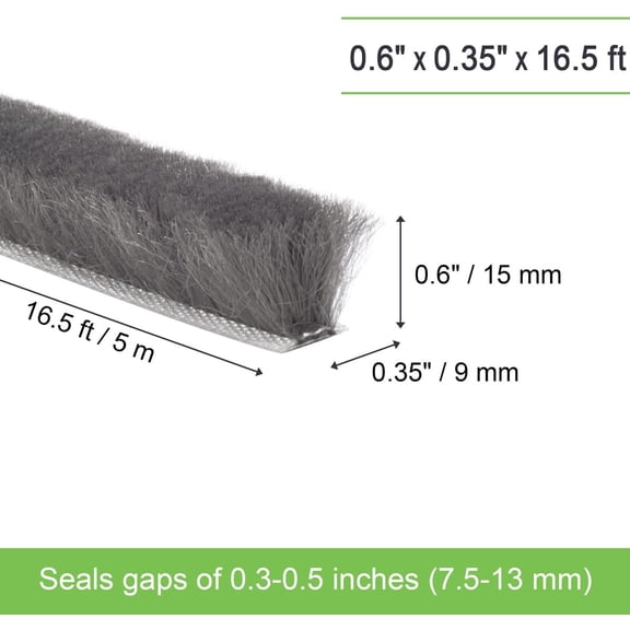 LYUSCI-Self-Adhesive Weather Stripping Seal for Doors & Windows  Soundproof Insulation Gap Filler for Sliding, Exterior, Front, and Jamb Frames  0.6" x 0.35" x 16.5 ft, Gray