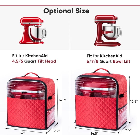 LYUSCI-Stand Mixer Cover with Appliance Sliders Base Compatible with KitchenAid Mixer-Storage Bag for 4.5/5 Quart with Pockets for Kitchen Aid Accessories and Attachments