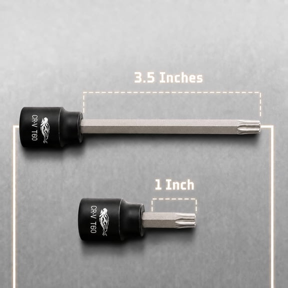 LYUSCI-T60 Torx Socket - 1/2 Drive - 2 Pack Includes 6" Long Bit & 2" Bit - Industrial Grade S2 Alloy Steel
