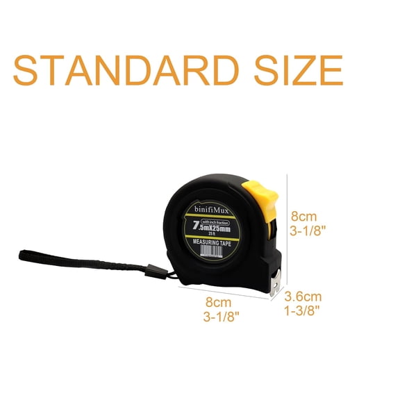 LYUSCI-Tape Measure 25FT with Fractions 1/8 Scale, Retractable Easy Read Measuring Tape, Pocket Measurement Tape with Metal Belt Clip for Construction, Contractor, Carpenter, Woodworking, pack of 3