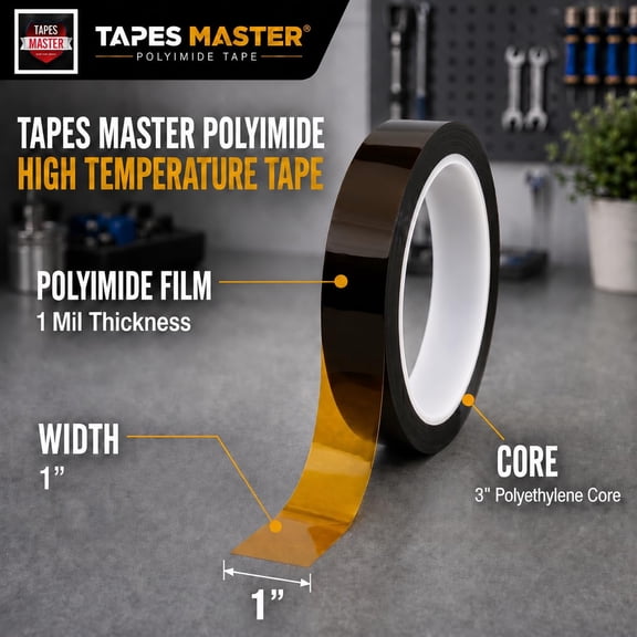 LYUSCI-Tapes Master 1" x 36 Yds 1 Mil Kapton Tape - Polyimide High Temperature Heat Rresistant Tape with Silicone Adhesive - No Residue