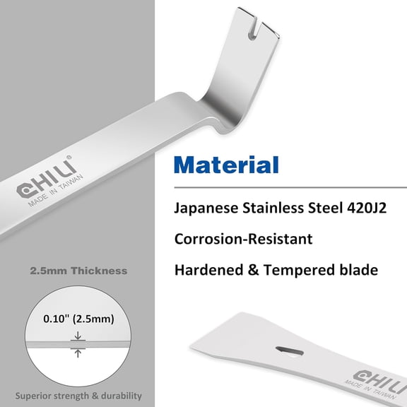 LYUSCI-Tools 7/8-Inch Wide Mini Stainless Steel Pry Bar With Flat End, The Smallest Nails Puller For 18 Gauge Brads Nail, Made In Taiwan