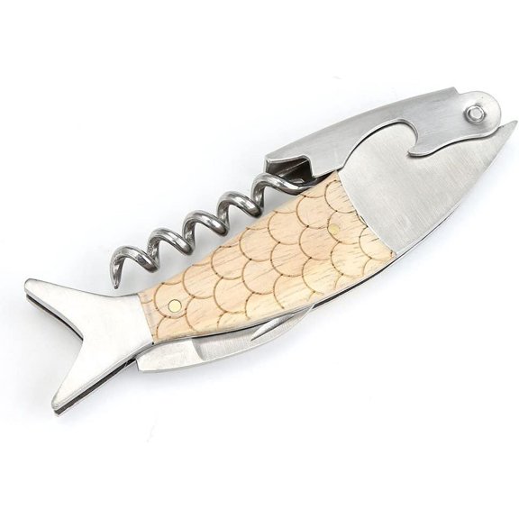 LYUSCI-Unique Fish Corkscrew, Professional Waiters Corkscrew Wine Key Bottle Opener,Manual Wine Key for Servers, Waiters, Bartenders and Home Use