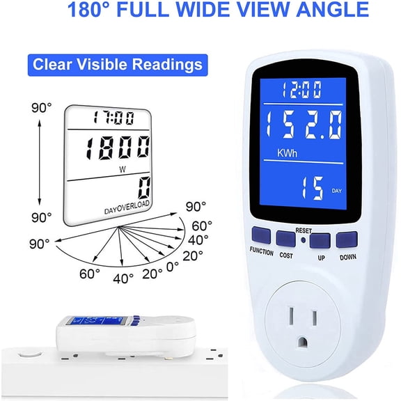 LYUSCI-Upgraded Watt Meter Power Meter Plug Home Electricity Usage Monitor, Electrical Usage Monitor Consumption, Energy Voltage Amps Kill Meter with Backlight, Overload Protection, 7 Modes Display-W