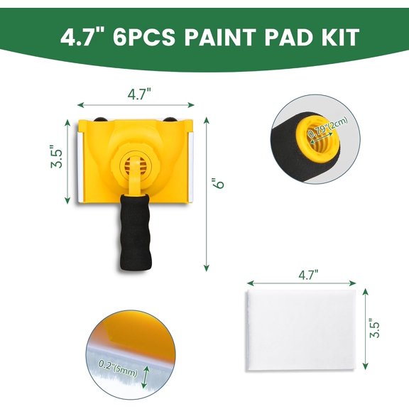 LYUSCI-VOOMEY Paint Edger, 360 Rotation Handle Paint Edger Trimmer with 5pcs Replace Pads, Corner Walls & Ceilings Pad Painter, Edge Painting Tool for Wall Paint Pad Applicator