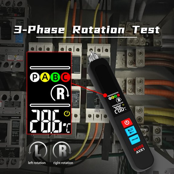 LYUSCI-Voltage Tester, Non-Contact with 3-Phase Rotation Indicator & Signal Percentage, Rechargeable AC Electrical Voltage Detector Pen, High/Low Sensitivity with 6 Ranges, 3-Mode Alarm with Analog B