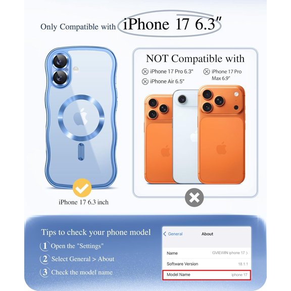 LYUSCI-for iPhone 17 Case Compatible with MagSafe, Upgraded [Full Camera Protection][Cute Wave Frame][Military Grade Protection] Electroplated Hard Phone Cover for Women Girl, Clear/Light Blue