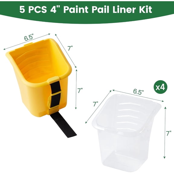 LYUSCI-voomey 4" Paint Bucket Hand Held, 5 Pack, Paint Cups, Paint Pail Liner, for Touch-ups, Crafts, and Coating Projects