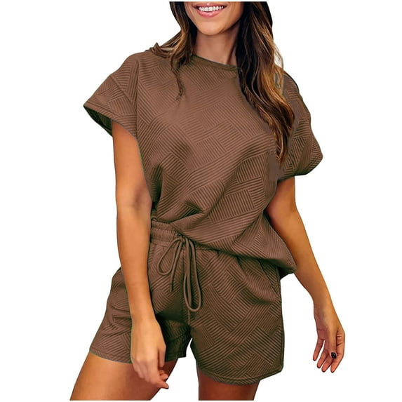 LYXSSBYX 2 Piece Outfit for Women Fall Women's Solid Color New Fashion Casual Sports Long Sleeved Top and Shorts Set