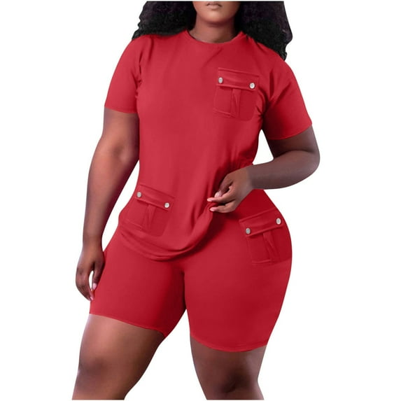 LYXSSBYX 2 Piece Outfit for Women for Summer 2023 Women's Casual Wrap Chest Print Blouse Shirt 3/4 Sleeve Top Shorts Two Piece Set