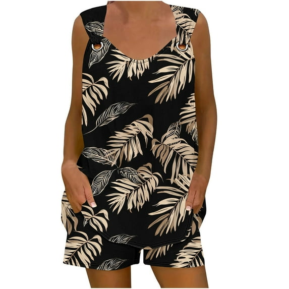 LYXSSBYX 2 Piece Sets for Women Summer Shorts Women's Summer Loose Casual Two-Piece Set with Pocket Print
