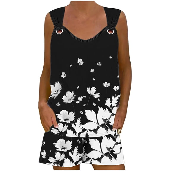 LYXSSBYX 2 Piece Sets for Women Summer Shorts Women's Summer Loose Casual Two-piece Suit with Pocket Print Sleeveless Tank Tops Set