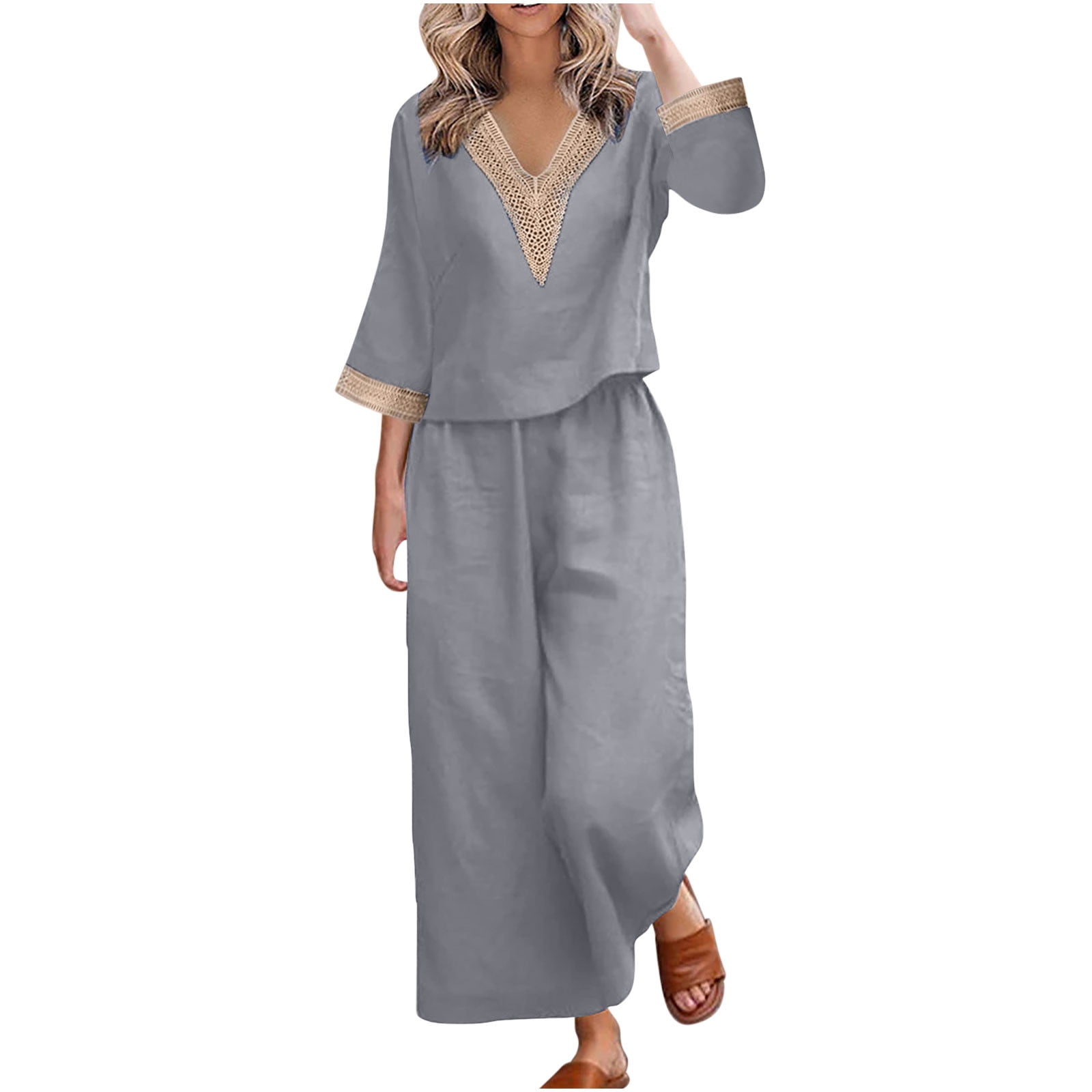 スーツ・フォーマル・ドレス et.UNiVER separated pants combination WHLBF Womens Plus Size Suit Long Sleeve Solid Pants Casual