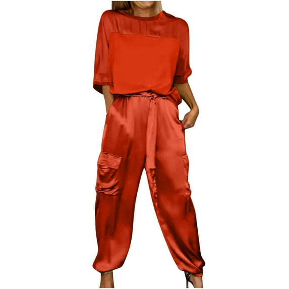 LYXSSBYX 2 Piece Sets for Women Summer Women's Spring and Summer V-neck Loose Lapel Long Sleeved Shirt Wide Leg Pants Color Set