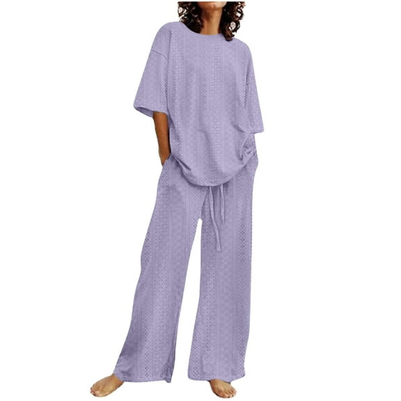LYXSSBYX 2 Piece Sets for Women Summer Women's Summer Suit Fashion Short Sleeve Solid Color Trousers Casual Two-Piece Suit