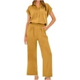 thumbnail image 1 of LYXSSBYX 2 Piece Sets for Women Summer Women's Summer Two-piece Clothing Set with Lapel and Wide Leg Pants Casual Set, 1 of 1