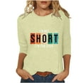 thumbnail image 1 of LYXSSBYX 3/4 Length Sleeve Womens Tops Women's Fashion Casual Color Letters Printing Round Neck 3/4 Sleeve T-shirt Tops Blouse, 1 of 5