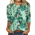 thumbnail image 1 of LYXSSBYX 3/4 Length Sleeve Womens Tops Women's Fashion Casual Crewneck 3/4 Sleeve T-Shirts Floral Print Basic Tops Tees Blouses, 1 of 5