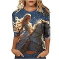 thumbnail image 1 of LYXSSBYX 3/4 Sleeve Shirts for Women Women's Fashion Printing Loose T-Shirt Mid-length 3/4 Sleeves Blouse Round Neck Casual Tops, 1 of 4