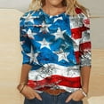 thumbnail image 1 of LYXSSBYX 4th of July Outfits for Women Women's Fashion Printed T-Shirt 3/4 Sleeves Blouse Round Neck Casual Tops, 1 of 5