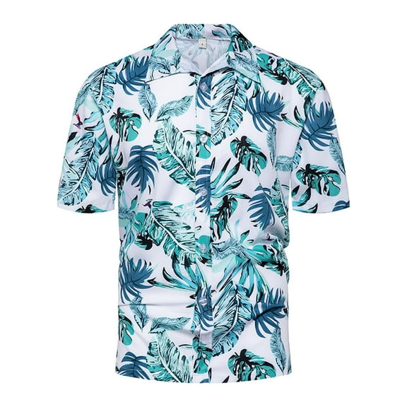LYXSSBYX Big and Tall Mens Shirts Short Sleeves Clearance Men's Hawaiian Print Lapel Short Sleeve Shirt