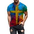 thumbnail image 1 of LYXSSBYX Big and Tall Mens Shirts Short Sleeves Men's Street Fashion Casual Cross Print Round Neck Short Sleeve, 1 of 1