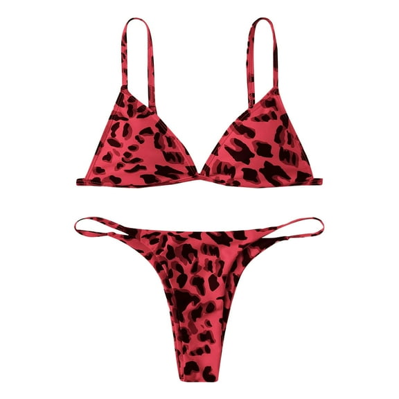 LYXSSBYX Bikinis for Women Plus Size Women Leopard Print High Waist Two Pieces Bikini Swimwear Swimsuit Beachwear