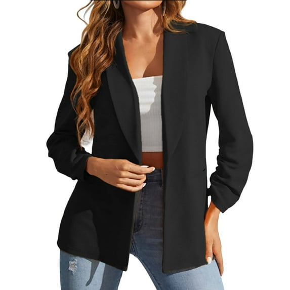 LYXSSBYX Blazers for Women Business Casual Women's Color Casual Long-Sleeved Cardigan Jacket Coat Outerwear