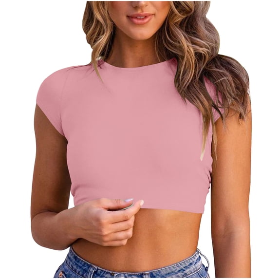 LYXSSBYX Blouses for Women Short Sleeve Fashion Women Short Sleeve Comfortable Breathable Round-Neck Blouses Shirt Tops