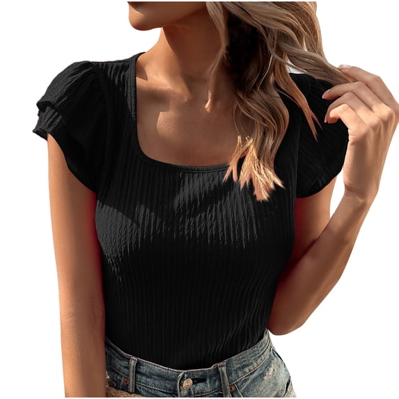 LYXSSBYX Blouses for Women Short Sleeve Fashion Women Short Sleeve Garment Comfortable Breathable Round-Neck Blouses Tops