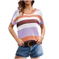 thumbnail image 1 of LYXSSBYX Blouses for Women Short Sleeve Women's Casual Solid Color Knitted Short-Sleeved Crew-Neck Top, 1 of 5