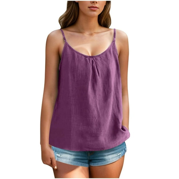 LYXSSBYX Blouses for Women Short Sleeve Women's Casual Solid Color Sleeveless Crew Neck Top