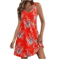 thumbnail image 1 of LYXSSBYX Boho Dresses for Women 2024 Women's Casual Sundress With Pockets Summer Boho Beach Dress Floral T-Shirts Dress V Neck Loose Tank Dresses, 1 of 6